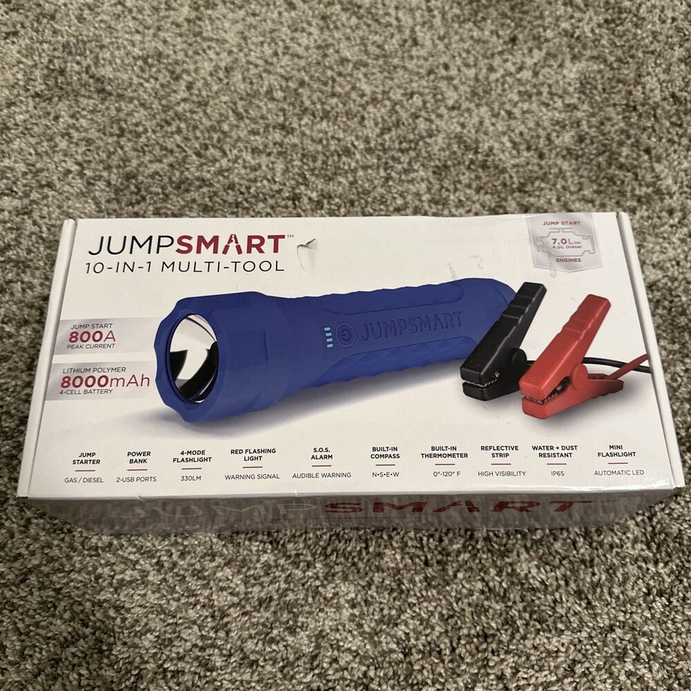 Jump Smart 10-in-1 Multi-Tool Portable Car Jump Starter 8,000mAh Peak Current